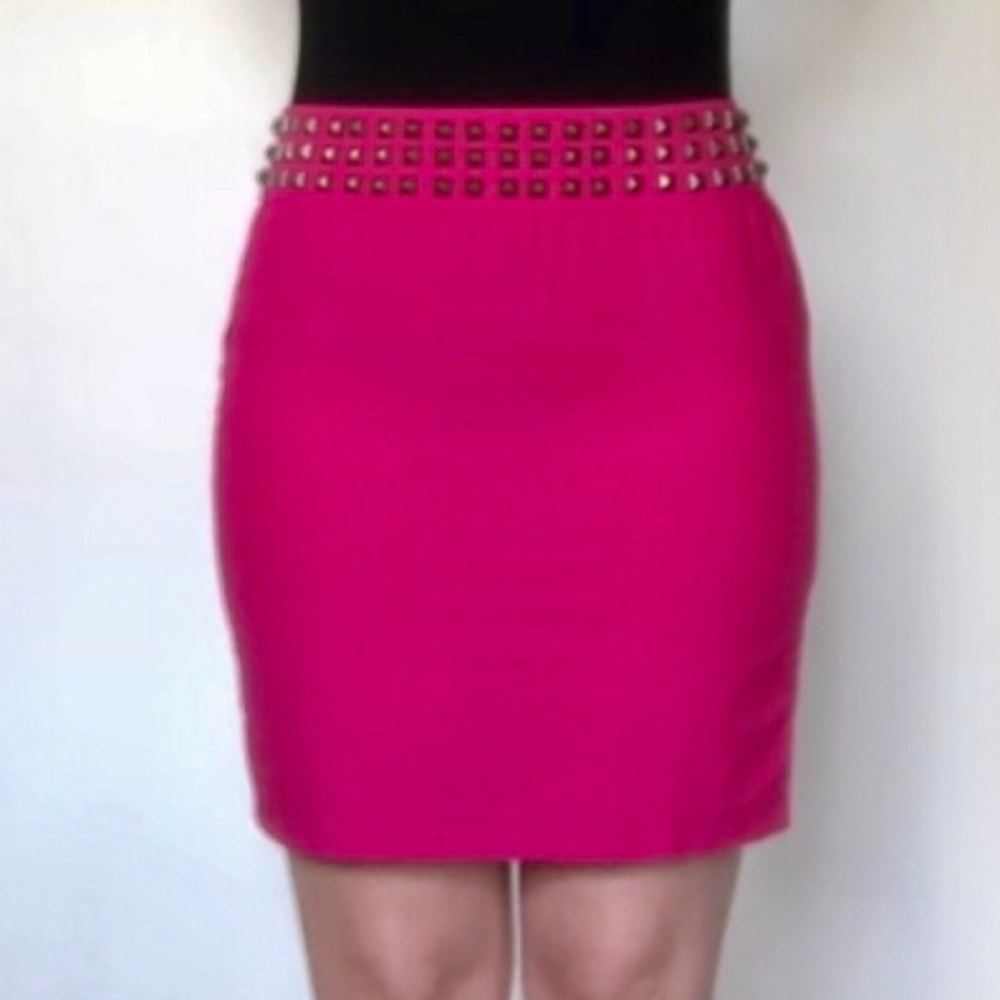Punk Rock 80's Studded Hot Pink Mini Skirt